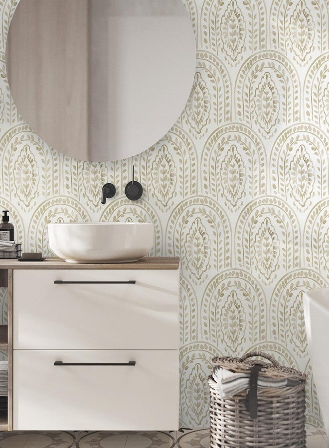 Micpolo Boho Peel and Stick Wallpaper Removable Wall Paper Neutral Contact Paper Removable Peel and Stick Brown and White Self-Adhesive Wallpaper for Bathroom Bedroom Kitchen Wall Decor 17.3" x 118" - Image 4